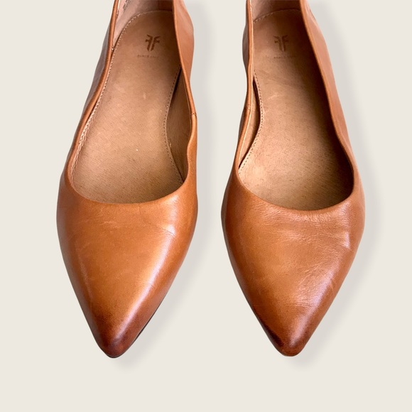Frye Sienna Cognac Leather Ballet Pointed Flats - Picture 10 of 16